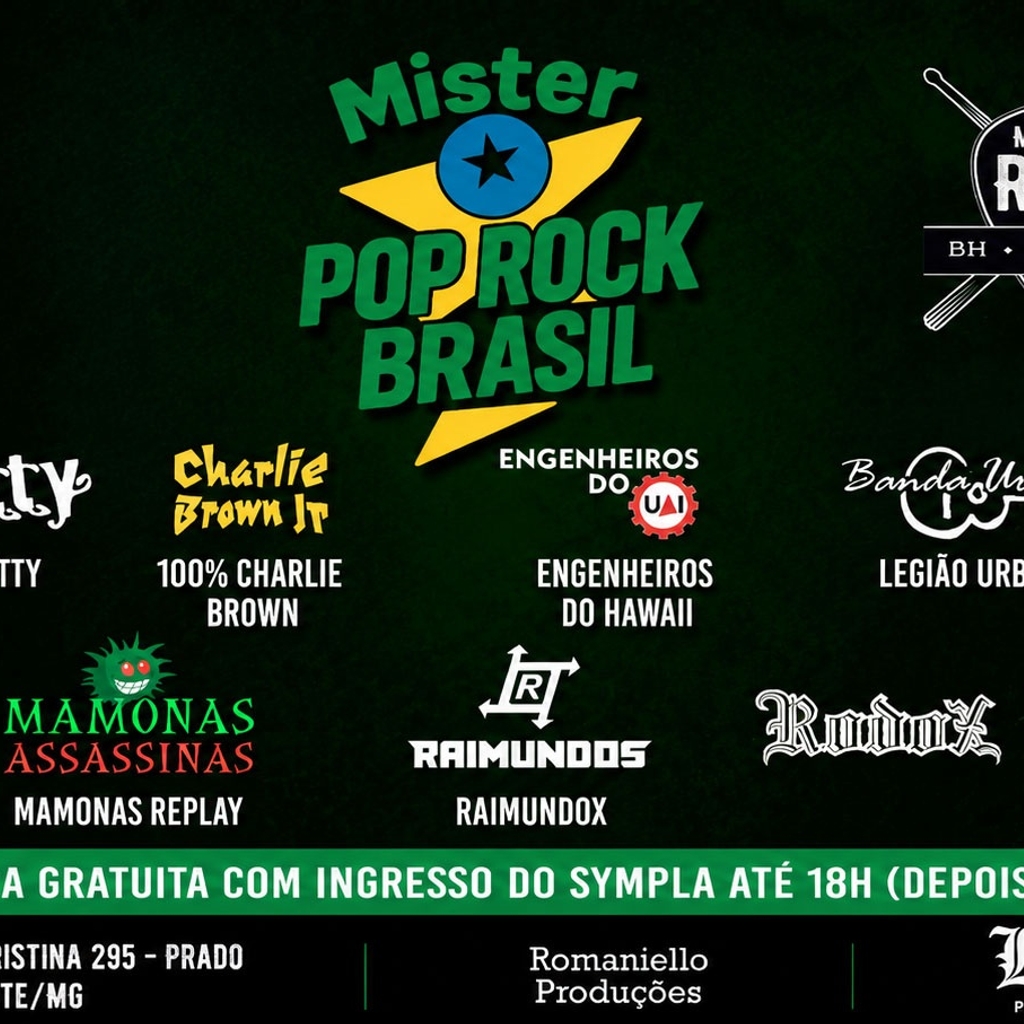 30.05 - Mister Pop Rock Brasil: Pitty, Charlie Brown, Engenheiros, Legião Urbana, Mamonas